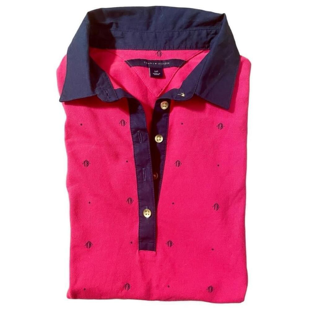Women's Tommy Hilfiger Pink short sleeve spring summer Polo Shirt Size S - Picture 2 of 6
